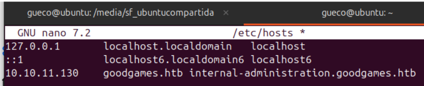 Editando /etc/hosts para subdominio interno