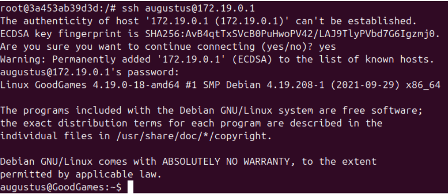Conexión SSH exitosa